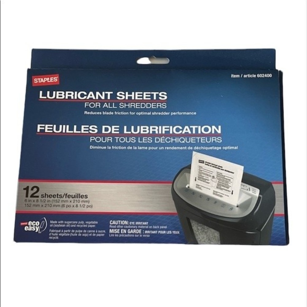 Staples Lubricant Sheets For Shredder Set of Six